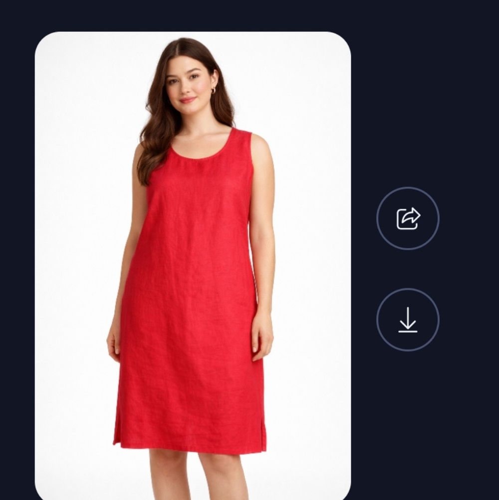 Eileen Fisher V-Neck Button Front High-Low Tunic Dress Coral 100% Silk Sm